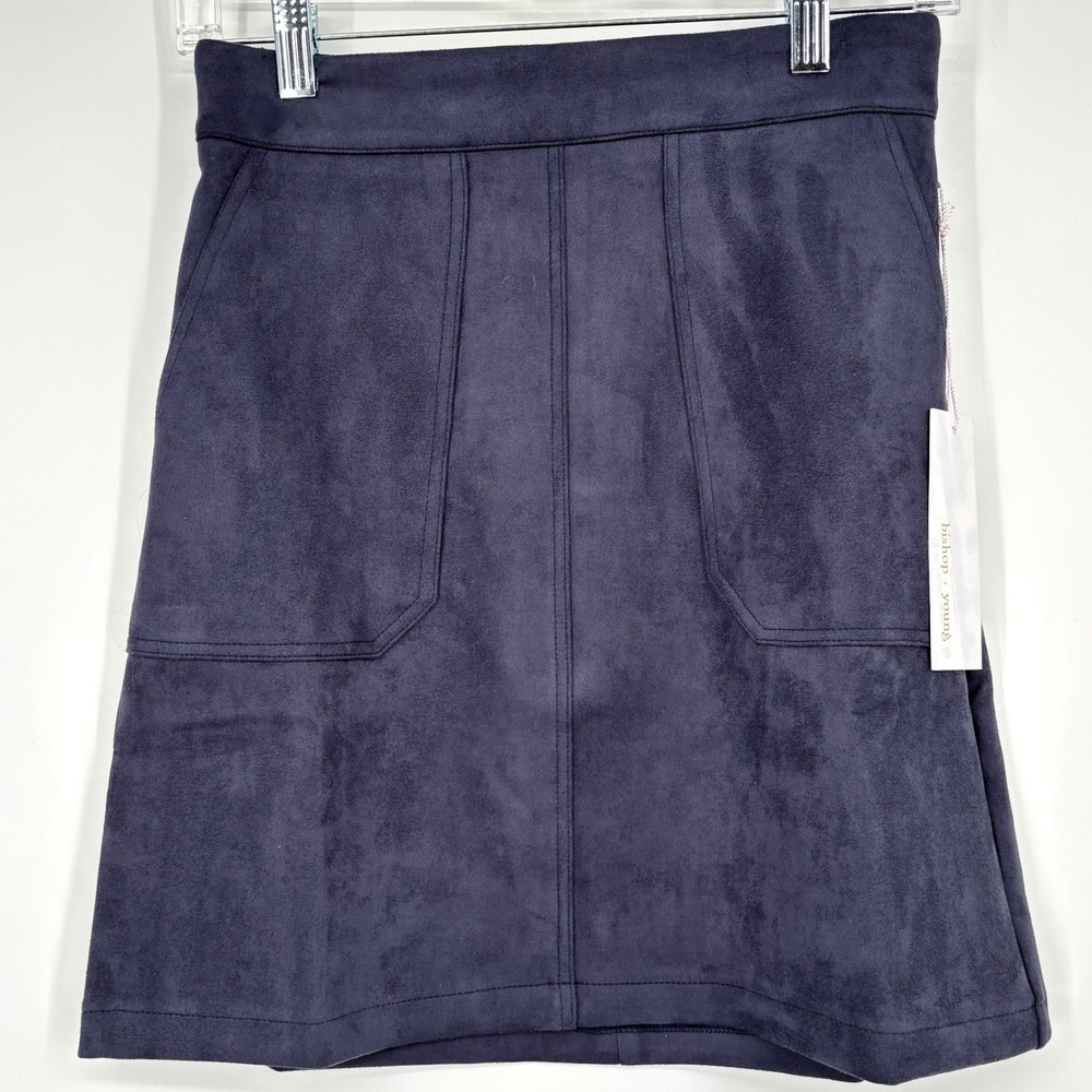 NWT Anthropologie Bishop + Young Mini Skirt Sz S Faux Suede‎ A-line Slate Blue